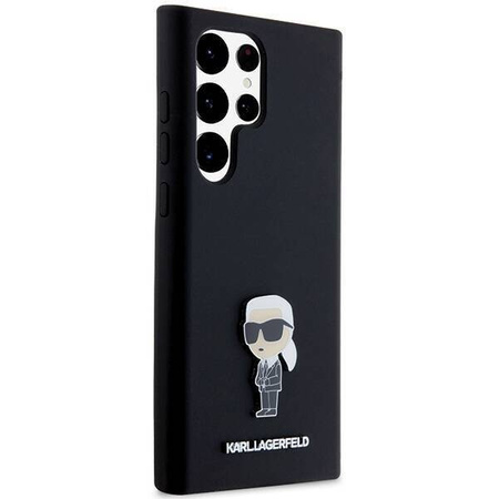 Oryginalne Etui KARL LAGERFELD hardcase Silicone Ikonik Metal Pin KLHCS24LSMHKNPK do Samsung Galaxy S24 Ultra czarny