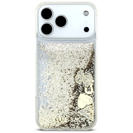 Etui Guess Liq. Glitter 4 Charms na iPhone 17 Pro - złote
