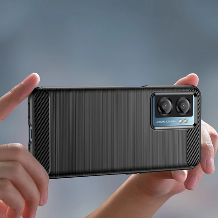 Carbon Case für Xiaomi Poco F4 5G flexible Silikon-Carbon-Hülle schwarz
