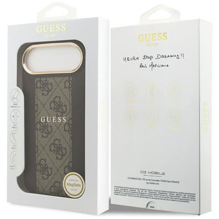 GUESS futerał do IPHONE 17 Air kompatybilny z MagSafe GUHMP17MPG4SEMCW (PU W/ 4G Stripe) brązowy