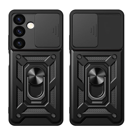 Hybrid Armor Camshield Panzerhülle für Samsung Galaxy S24 mit Kameraabdeckung – Schwarz