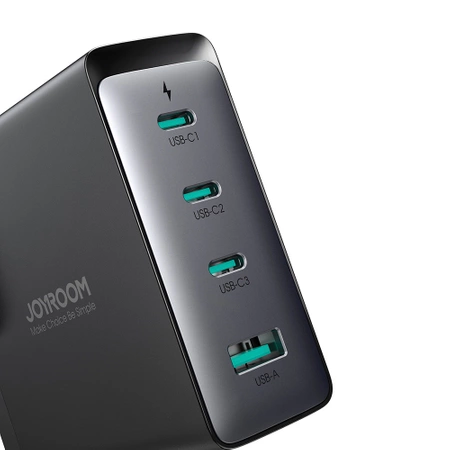 Ładowarka GaN UK Joyroom JR-TCG05UK 140W 3x USB-C USB-A + kabel USB-C / USB-C 240W 1.2m