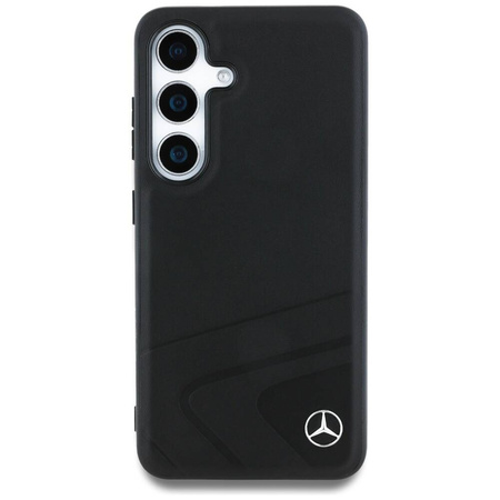 Original Case SAMSUNG GALAXY S25 Mercedes Leather Horizontal Debossed Curves MagSafe black