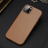 Dux Ducis Grit Leather Case for iPhone 14 Max Elegant Faux Leather Cover (MagSafe Compatible) Brown