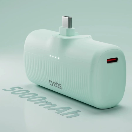 Powerbank SBS EcoPower 5000 mAh 10W z wbudowanym portem USB-C - zielony