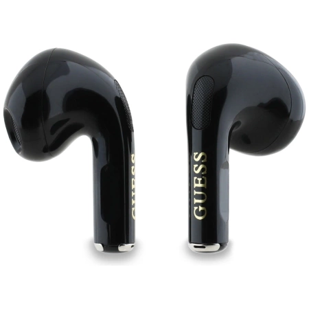 TWS Guess Kopfhörer mit klassischem Logo und Charm-Aufdruck, glänzender Effekt, Schwarz