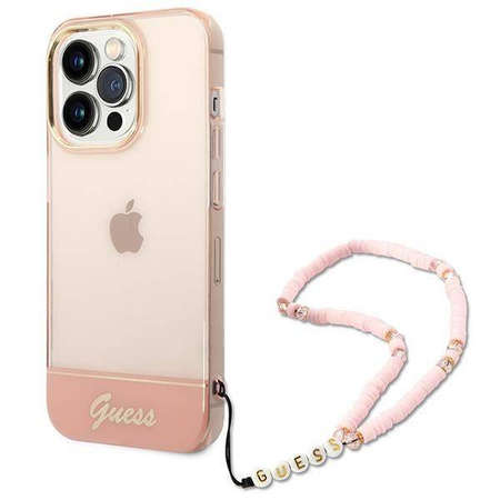 Guess Translucent Pearl Strap - Etui iPhone 14 Pro Max (różowy)