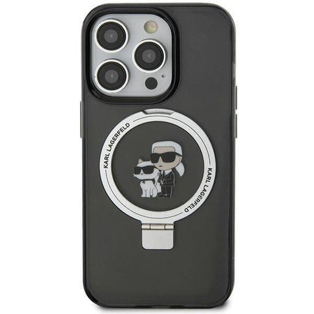 Original Handyhülle IPHONE 11 / XR Karl Lagerfeld Hardcase Ring Stand Karl&Choupettte MagSafe (KLHMN61HMRSKCK) schwarz