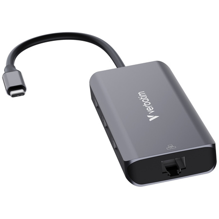 Adapter Hub Verbatim USB-C/HDMI/3xUSB-A   3.2/RJ45 aluminiowy 32157