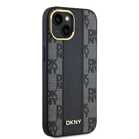 DKNY DKHMP15SPCPVSLK iPhone 15 / 14 / 13 6.1" czarny/black hardcase Leather Checkered Mono Pattern MagSafe