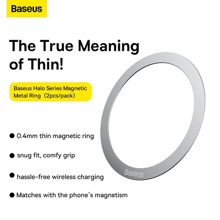 Baseus Halo Series magnetic ring (2 pcs / package) silver (PCCH000012)
