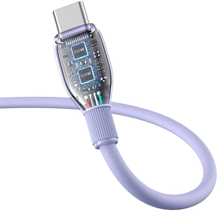 Kabel Baseus Pudding 100W USB-A - USB-C 2m - fioletowy