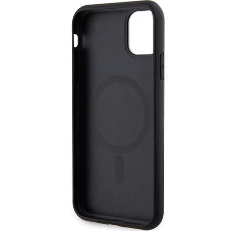 Original Handyhülle IPHONE 11 / XR Guess Hardcase Saffiano MagSafe (GUHMN61PSAHMCK) schwarz