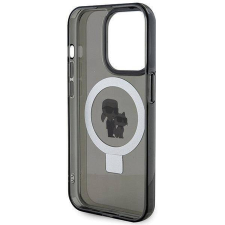 Karl Lagerfeld KLHMP15LHMRSKCK iPhone 15 Pro 6,1&quot; schwarz/schwarz Hardcase Ringständer Karl&amp;Choupette MagSafe