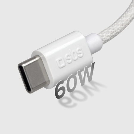 Kabel SBS TECABLETISSUETCCG USB-C - USB-C 1,5m 60W w oplocie - szary