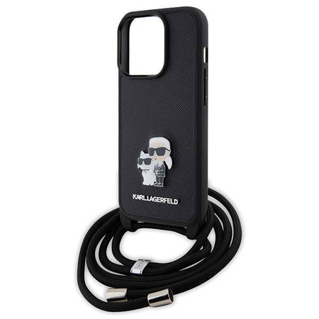 Karl Lagerfeld Crossbody Saffiano Metal Pin Karl &amp; Choupette case for iPhone 15 Pro - black