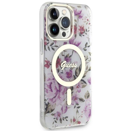 Guess GUHMP14LHCFWST iPhone 14 Pro 6,1" transparente Hardcase Flower MagSafe