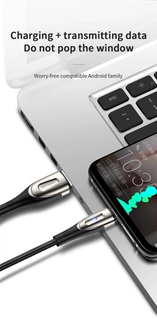 Kabel USB-A - micro USB Joyroom S-M411 3A 2m z wskaźnikiem ładowania - czarny