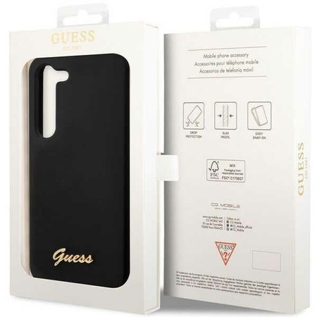 Guess Silicone Script Metal Logo - Etui Samsung Galaxy S23 (czarny)