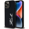 Original Handyhülle IPHONE 14 PRO MAX Karl Lagerfeld Hardcase Silicone Metal Script Logo schwarz