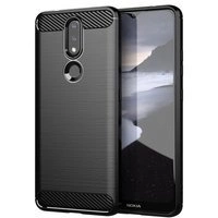 Carbon Case Flexibel Handyhülle TPU Schutzhülle für Nokia 2.4 schwarz