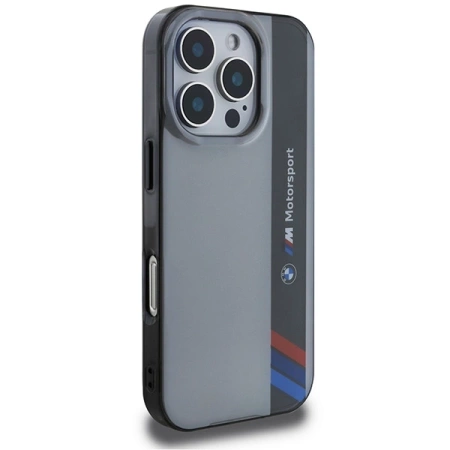 BMW Motosport IML Vertical Stripe Hülle für iPhone 16 Pro – grau