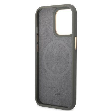 Guess Peony Logo Plate MagSafe - Etui iPhone 13 Pro (szary)