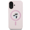 Oryginalne Etui IPHONE 16 PLUS Karl Lagerfeld Hardcase Silicone Karl&Choupette Ring MagSafe różowe