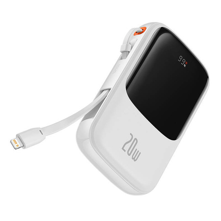 Powerbank Baseus Qpow PRO with cable, USB-C, 2xUSB, 10000mAh, 20W (White)