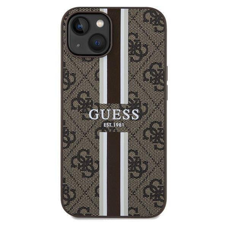 Guess nakładka do iPhone 15 6,1&quot; GUHMP15SP4RPSW HC MAGSAFE 4G PRINTED STRIPES brązowa