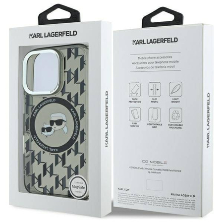 Karl Lagerfeld nakładka do iPhone 16 Pro 6,3&quot; KLHMP16LHMCKMHK czarna Hardcase IML Monogram Karl&Choupette Head MagSafe