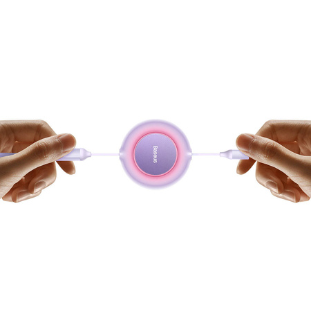 Baseus Bright Mirror 2 zwijany kabel przewód 3w1 USB Typ A - micro USB + Lightning + USB Typ C 66W 1.1m fioletowy (CAMJ010105)