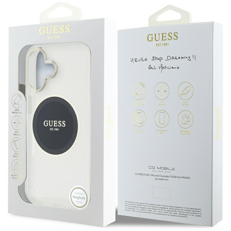 Guess IML Metal Colored Circle Classic Logo MagSafe - Etui do iPhone 16 (czarny)