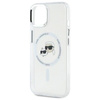 Original Handyhülle IPHONE 14 Karl Lagerfeld Hardcase IML Metal Karl&Choupette Head MagSafe (KLHMP14SHLSKCH) weiß