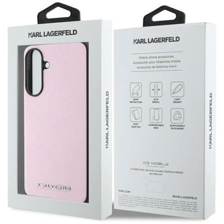 Karl Lagerfeld Saffiano Metal Logo Case for Samsung Galaxy A56 - Pink