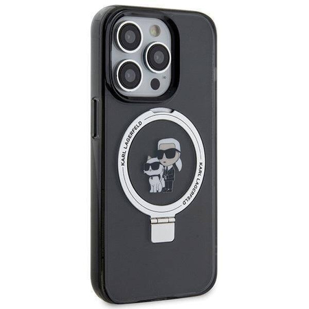Karl Lagerfeld KLHMP15LHMRSKCK iPhone 15 Pro 6.1&quot; black/black hardcase Ring Stand Karl&amp;Choupette MagSafe