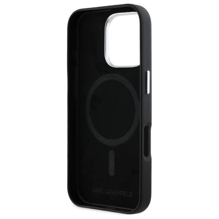 Original Case IPHONE 16 PRO Karl Lagerfeld Hardcase FW Metal Plate MagSafe (KLHMP16LPGMSRPK) black