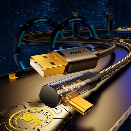 Joyroom USB C Kabel gewinkelt - USB für Schnellladung und Datenübertragung 3A 1,2 m schwarz (S-UC027A6)