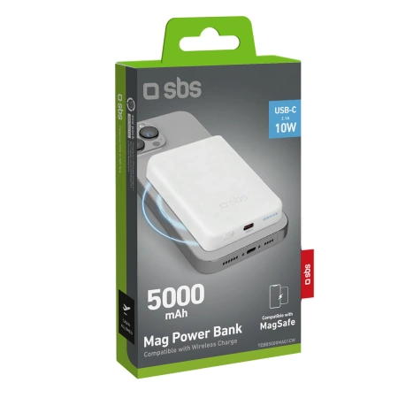 Powerbank SBS TEBB5000MAG1CW 5000 mAh USB-C, MagSafe kompatibel – Weiß