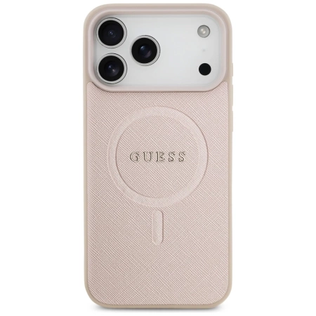 Guess Saffiano Classic Logo MagSafe Case for iPhone 17 Pro Max - Pink