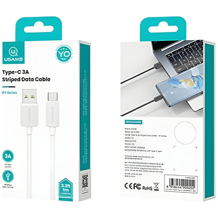 Kabel USAMS KY Series US-SJ698 3A USB-C  do USB-A 3m biały
