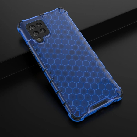 Honeycomb Handyhülle Schutzhülle mit TPU Rahmen für Samsung Galaxy A42 5G blau