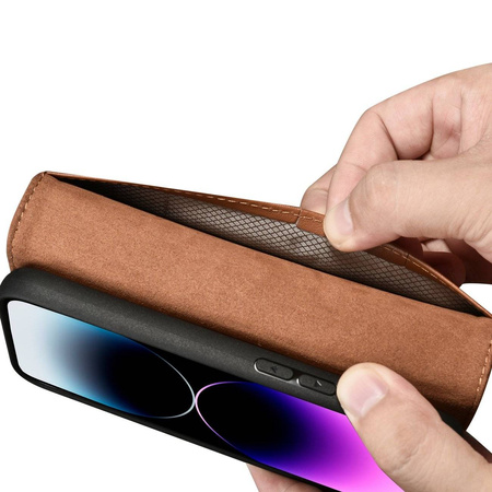 iCarer Wallet Case 2in1 iPhone 14 Pro Max Leder Flip Cover Anti-RFID Braun (WMI14220728-BN)