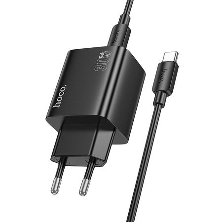 Ładowarka sieciowa do telefonu Hoco USB A + USB C QC3.0 PD 3A 20W + kabel USB C do Lightning N52 czarna