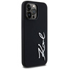 Original Handyhülle IPHONE 14 PRO MAX Karl Lagerfeld Hardcase Silicone Metal Script Logo schwarz