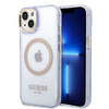 Guess Gold Outline Translucent MagSafe - Etui iPhone 14 (fioletowy)