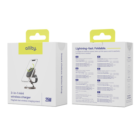 Allity ładowarka bezprzewodowa AWC-220-25WMS grafitowa 3w1