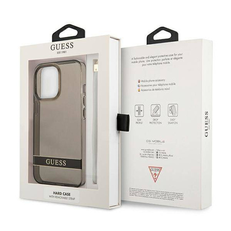 Guess GUHCP13LHTSGSK iPhone 13 Pro / 13 6,1 &quot;schwarz / schwarzes Hardcase Translucent Stap