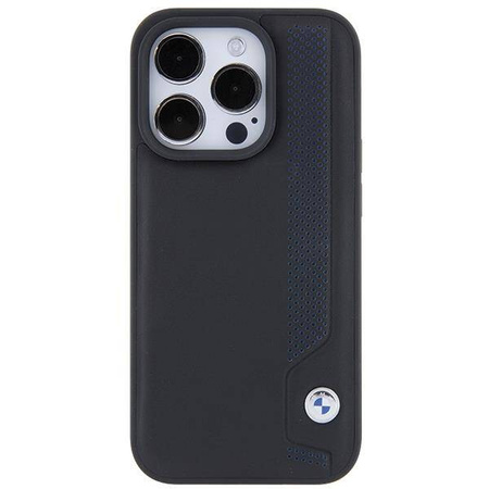 Oryginalne Etui APPLE IPHONE 15 PRO MAX BMW Hardcase Leather Blue Dots (BMHCP15X22RBDK) czarne