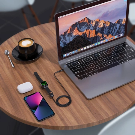 Choetech T319 MFI 5W kabelloses Ladegerät für Apple Watch + USB-C-Kabel – Schwarz